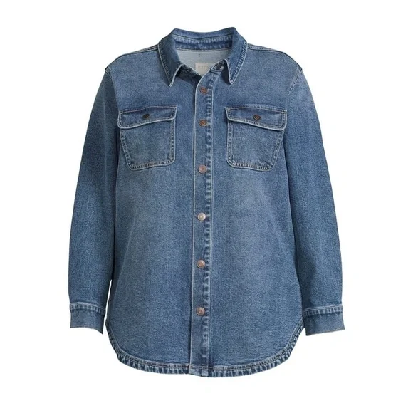 Terra & Sky Women's Pus Size Denim Shacket - Picture 3 of 5